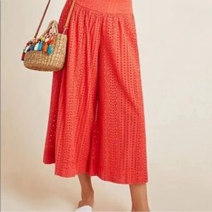Anthropologie Wide Leg Eyelet Pants Sz 8